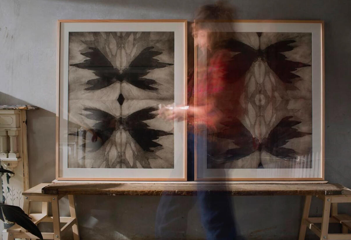 Seed Offering I & II, 2019, Unique State Drypoint Etching & Ink on Japanese Kozo